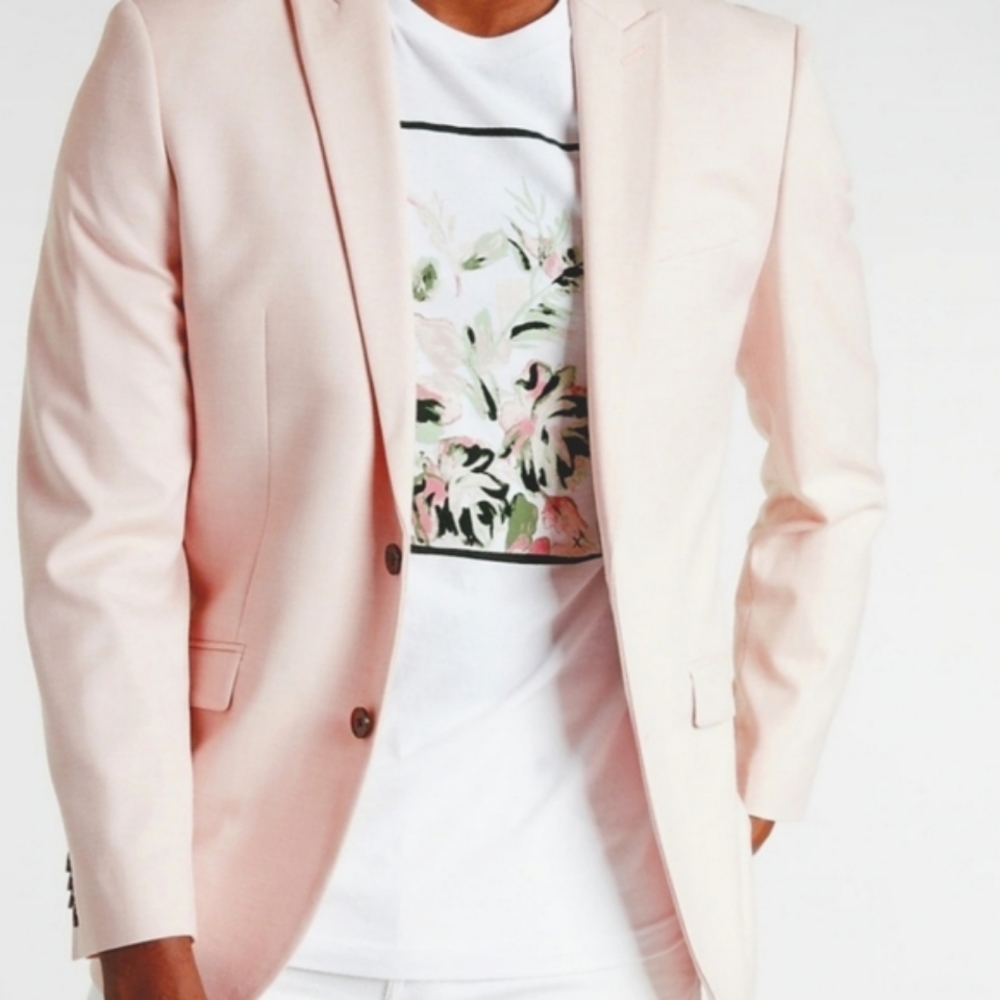 Express Pink Slim Suit Jacket